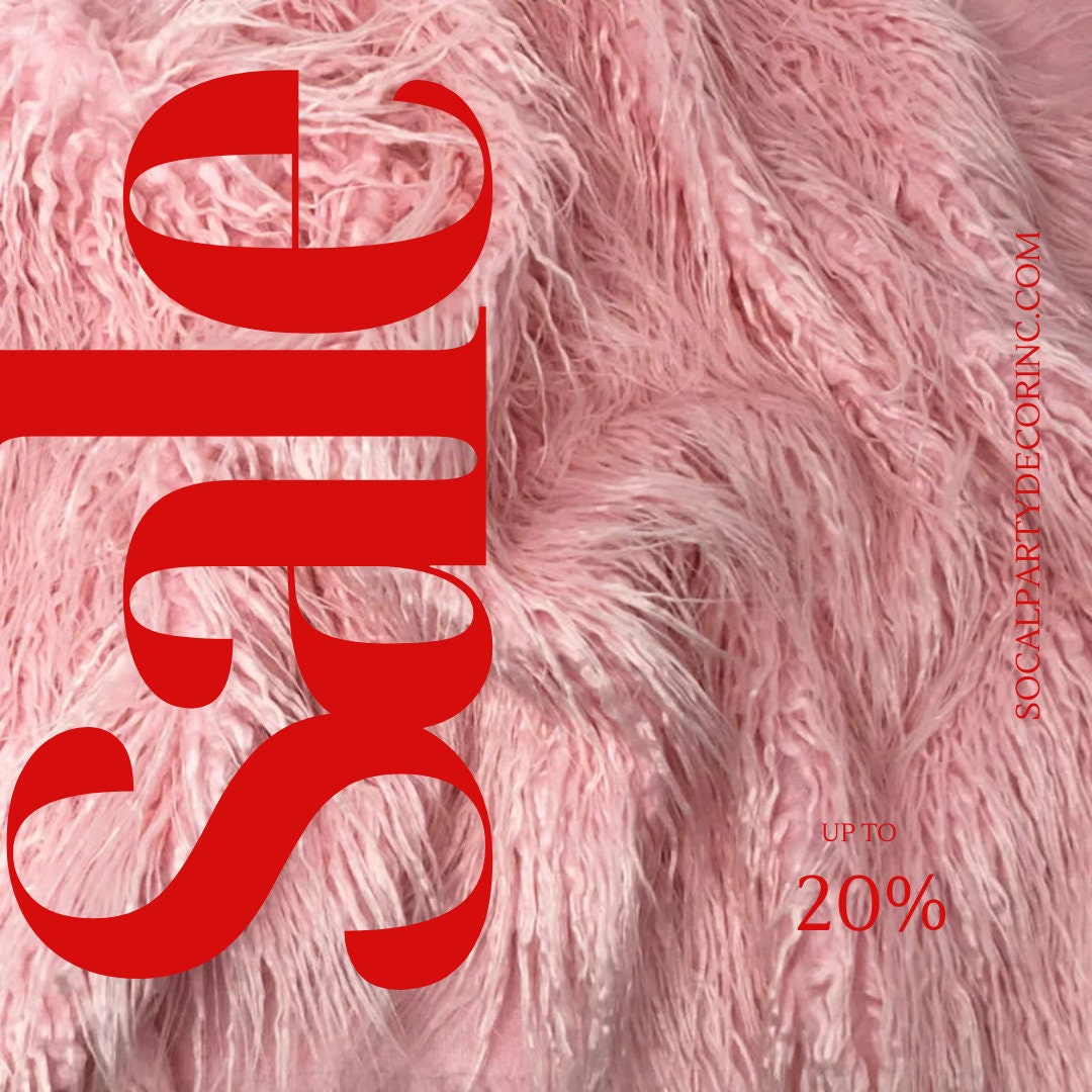 PINK - Mongolian Long Pile Faux Fur Fabric By The Yard | Faux Fur | High Quality Fur Fabric By Yard.