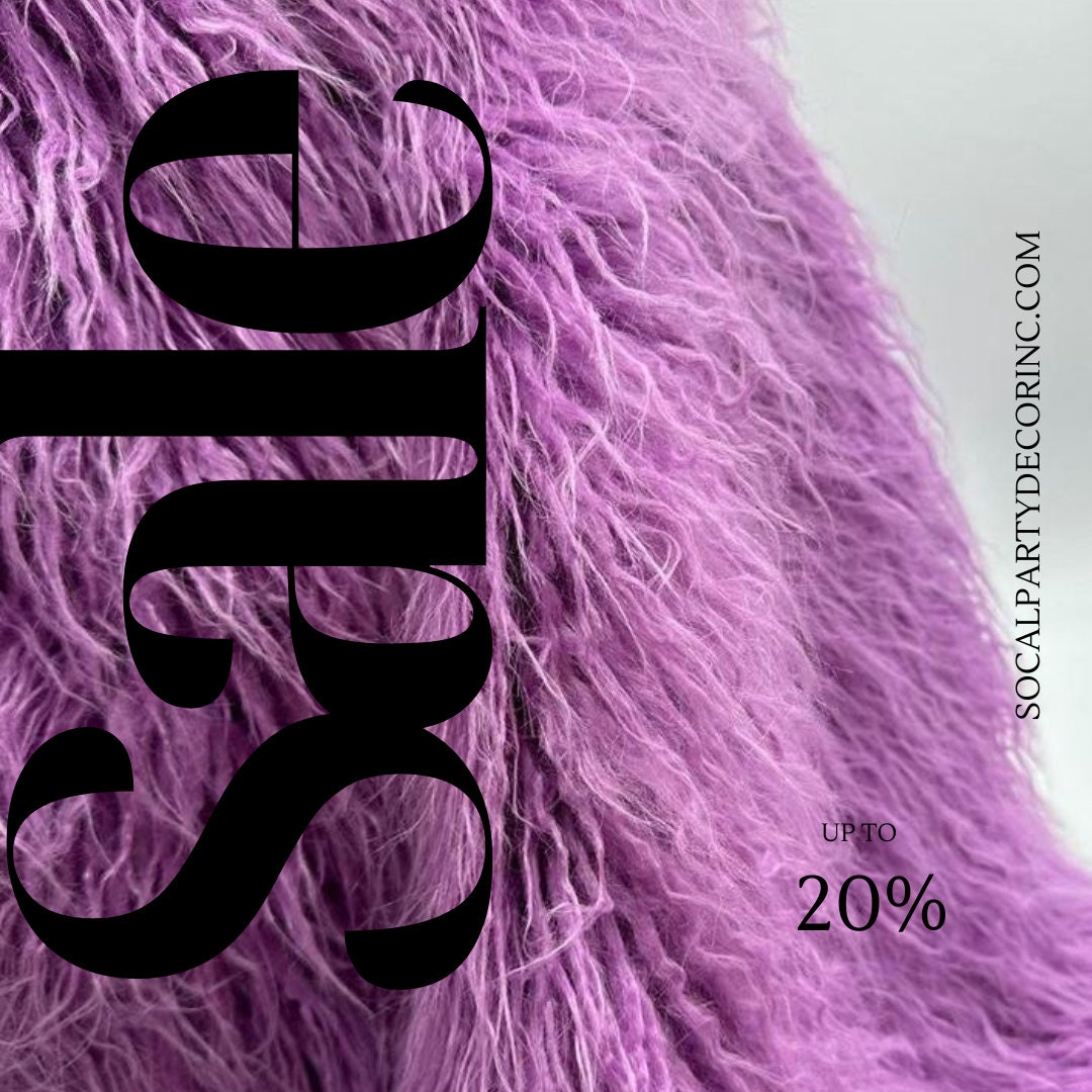 LAVENDER - Mongolian Long Pile Faux Fur Fabric By The Yard | Faux Fur | High Quality Fur Fabric By Yard.