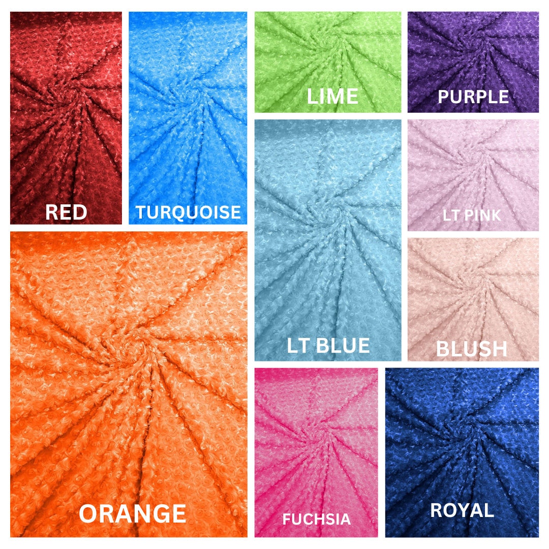 Snuggle Rosebud Minky Soft Fabric Decorative Crafts Dress Fabric Sold By The Yard. Choose Color Below