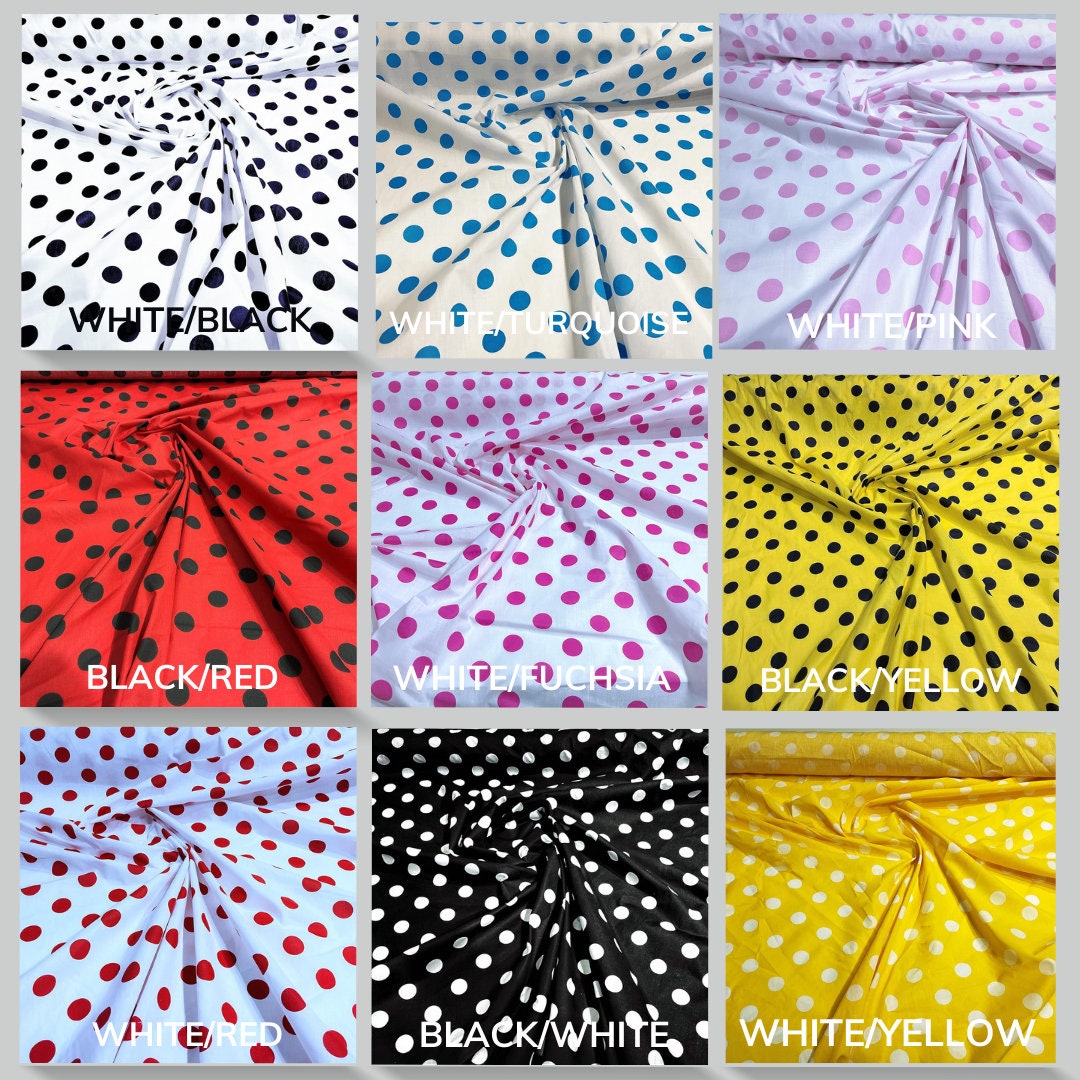 POLKA DOT - Print Poly Cotton Fabric 60" Wide by The Yard. Choose Color Below