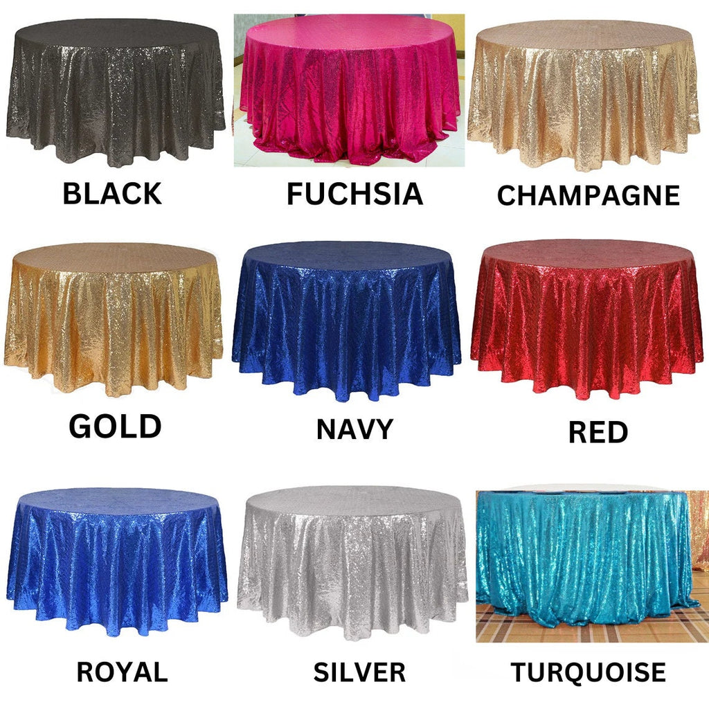 Sequin Tablecloth 108" Round Sparkly Drape Table Cloths Table Cover Overlay for Wedding Birthday Party Baby Bridal Shower. Choose Color