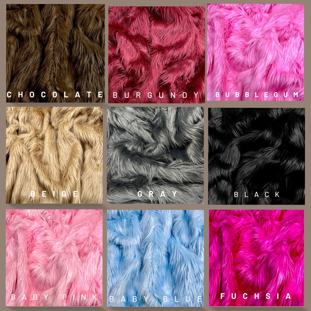 Shaggy Long Pile Faux Fur Fabric By The Yard | Faux Fur | High Quality Ultra Soft Fur Fabric By Yard. Choose Colors Below