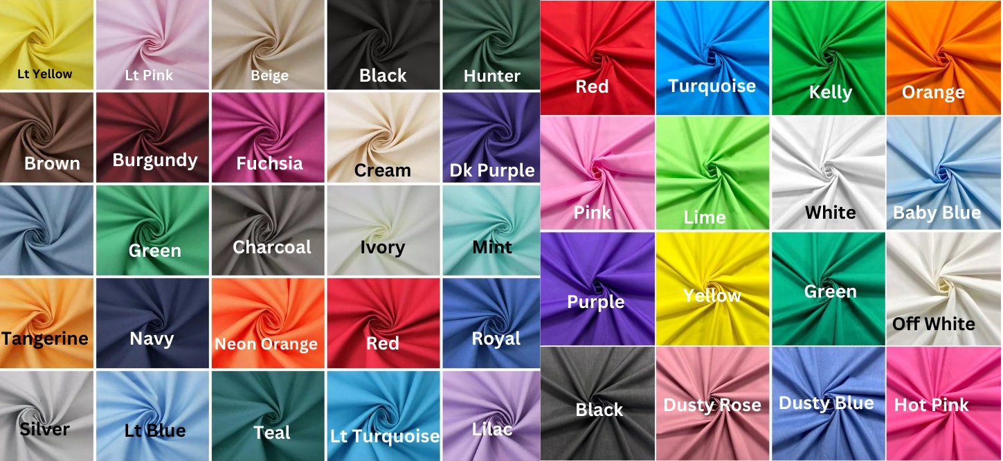 Poly Cotton Fabric/By The Yard Poly Cotton Fabric 60 Wide Inches/Solid Poly Cotton/Fabric For Decoration/Craft/Choose Color Below