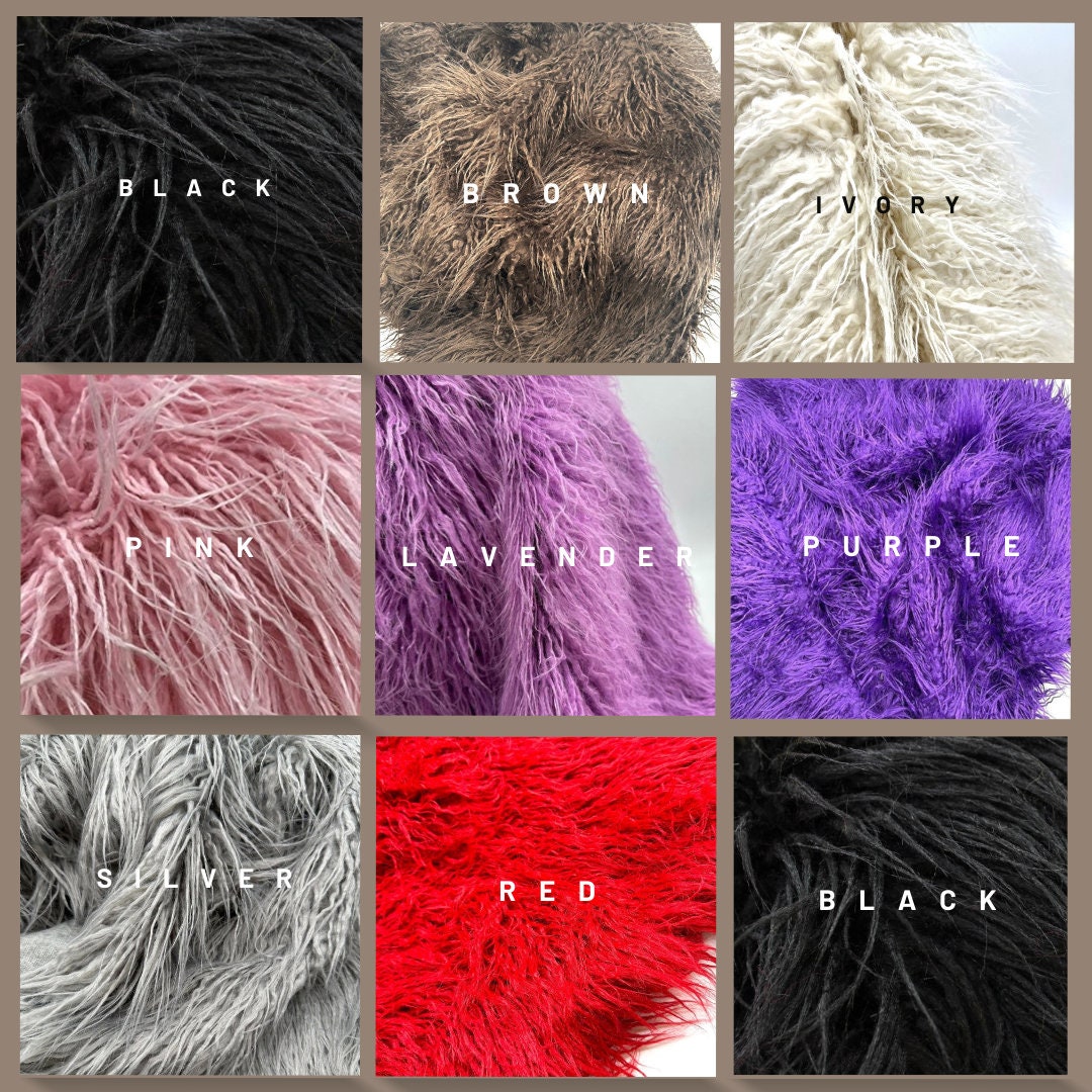 Mongolian Long Pile Faux Fur Fabric By The Yard | Faux Fur | High Quality Fur Fabric By Yard. Choose Colors Below