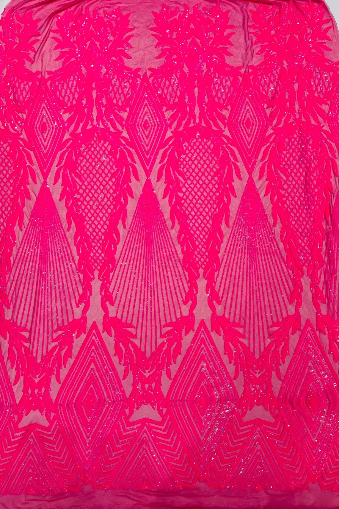 DIAMOND FASHION - Shiny Sequin Design 4 Way Stretch Mesh Fabric. Sold By The Yard. Choose Color Below