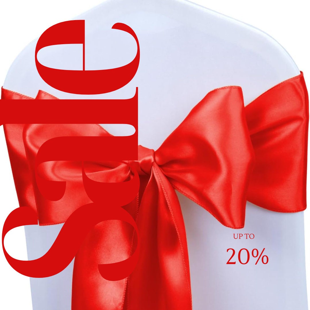 RED - SATIN Chair Sashes Bows for Wedding Reception Event Banquets Chair Decoration, Dinning Chair Cover Sash Ribbon Tie Back Party Supplies