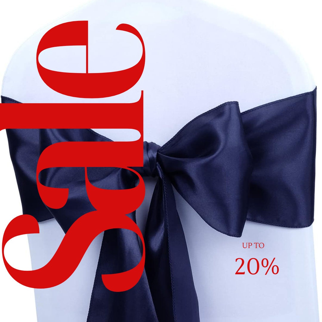 NAVY - SATIN Chair Sashes Bows for Wedding Reception Event Banquets Chair Decoration, Dinning Chair Cover Sash Ribbon Tie Back Supplies