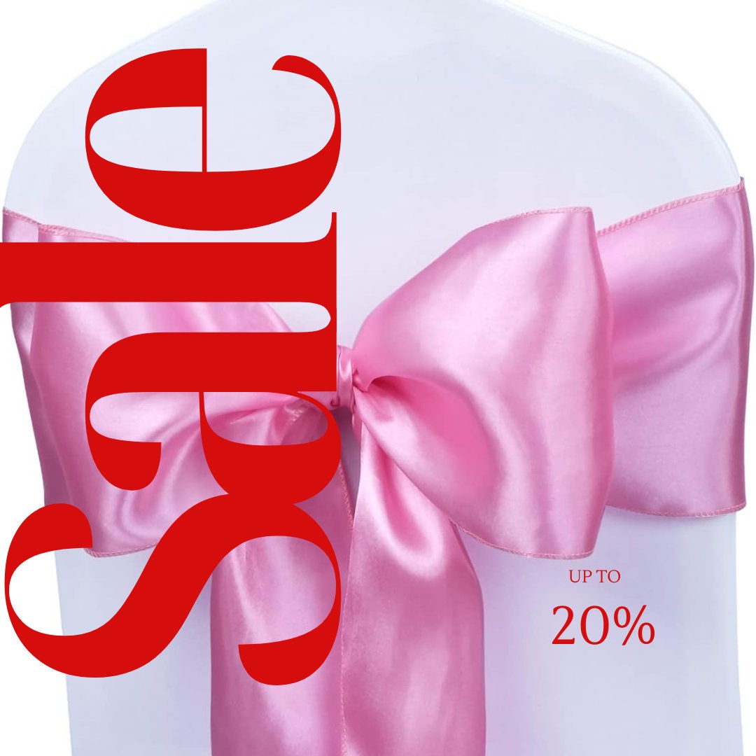 PINK - SATIN Chair Sashes Bows for Wedding Reception Event Banquets Chair Decoration, Dinning Chair Cover Sash Ribbon Tie Back Supplies