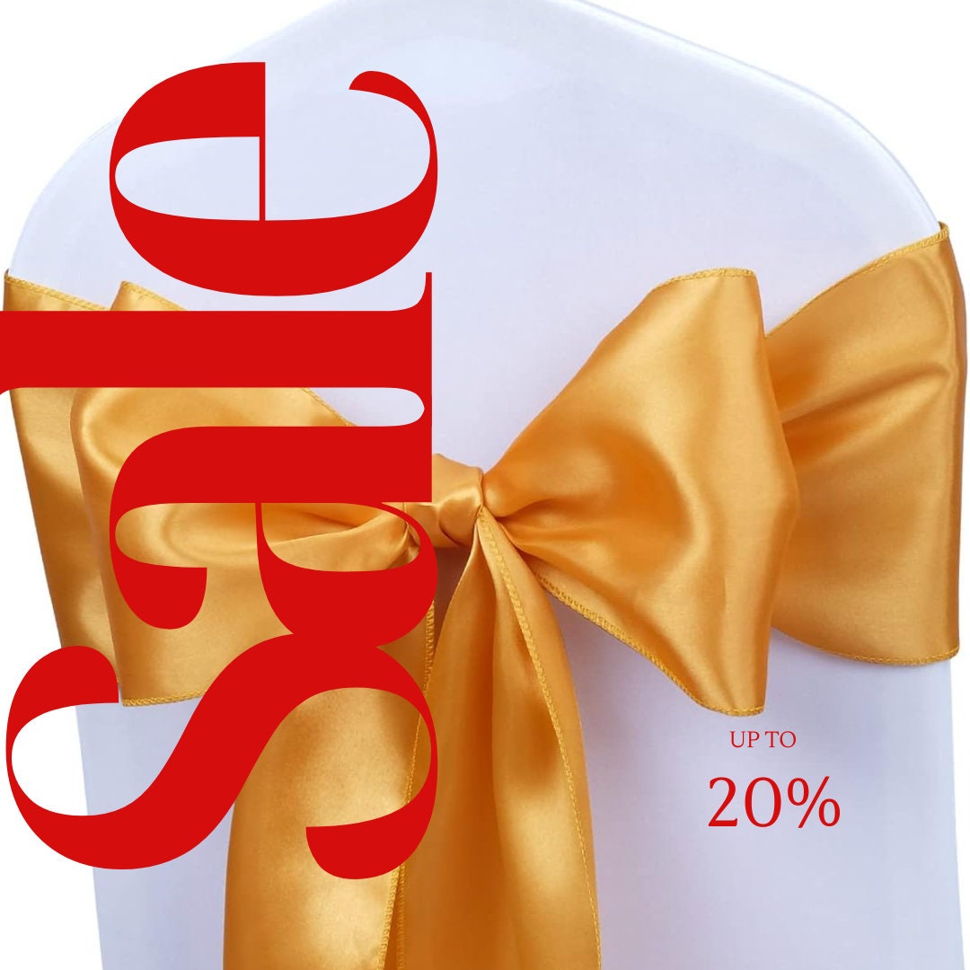 GOLD - SATIN Chair Sashes Bows for Wedding Reception Event Banquets Chair Decoration, Dinning Chair Cover Sash Ribbon Tie Back Supplies