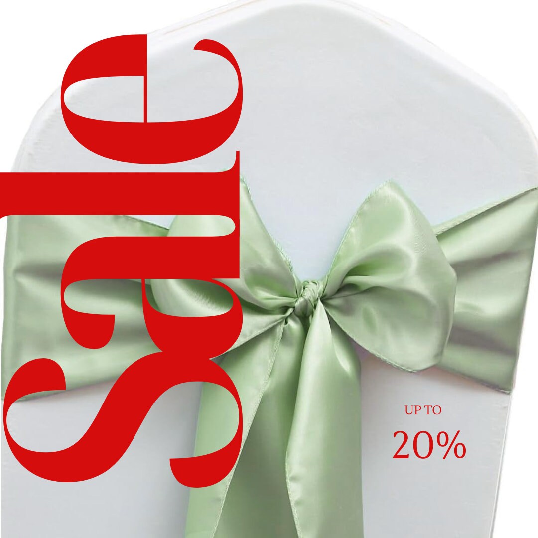 SAGE - SATIN Chair Sashes Bows for Wedding Reception Event Banquets Chair Decoration, Dinning Chair Cover Sash Ribbon Tie Back Supplies