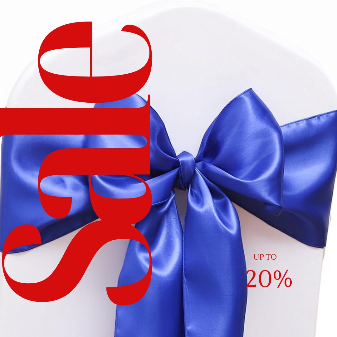 ROYAL - SATIN Chair Sashes Bows for Wedding Reception Event Banquets Chair Decoration, Dinning Chair Cover Sash Ribbon Tie Back Supplies