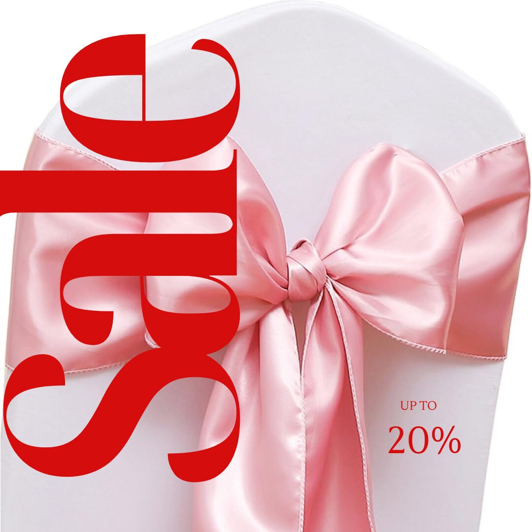 BLUSH - SATIN Chair Sashes Bows for Wedding Reception Event Banquets Chair Decoration, Dinning Chair Cover Sash Ribbon Tie Back Supplies