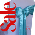 TURQUOISE - SATIN Chair Sashes Bows for Wedding Reception Event Banquets Chair Decoration, Dinning Chair Cover Sash Ribbon Tie Back Supplies