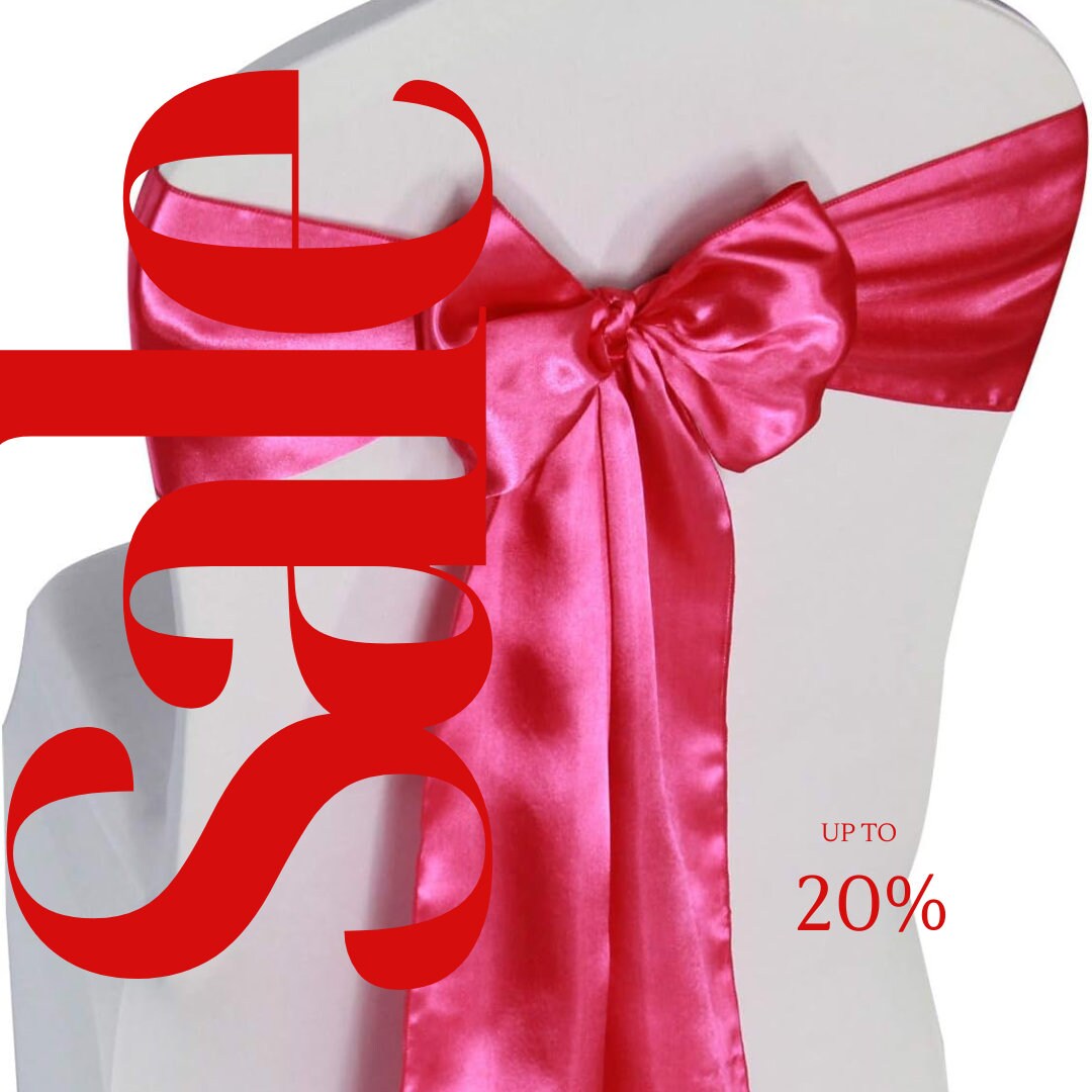 FUCHSIA - SATIN Chair Sashes Bows for Wedding Reception Event Banquets Chair Decoration, Dinning Chair Cover Sash Ribbon Tie Back Supplies
