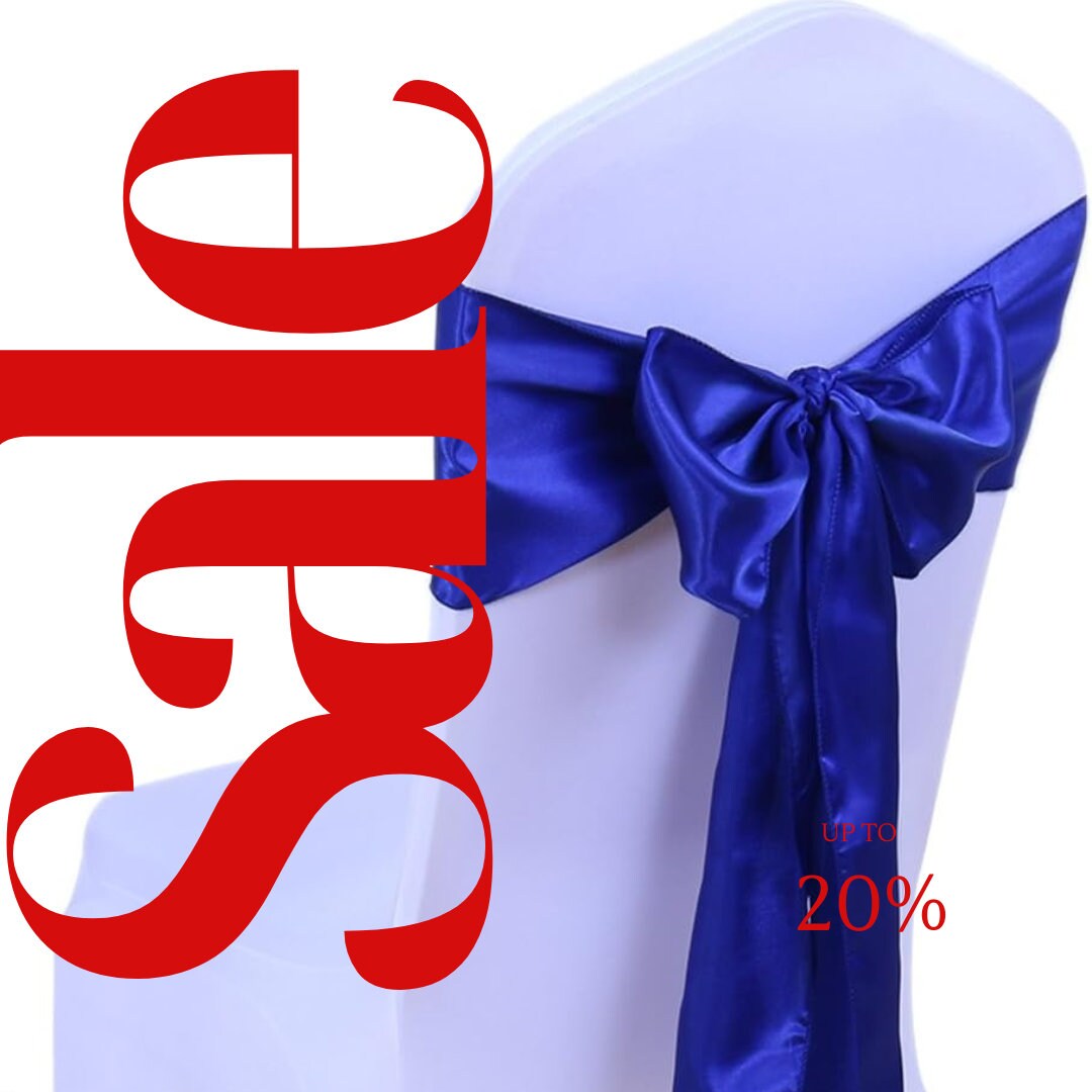 ROYAL - SATIN Chair Sashes Bows for Wedding Reception Event Banquets Chair Decoration, Dinning Chair Cover Sash Ribbon Tie Back Supplies