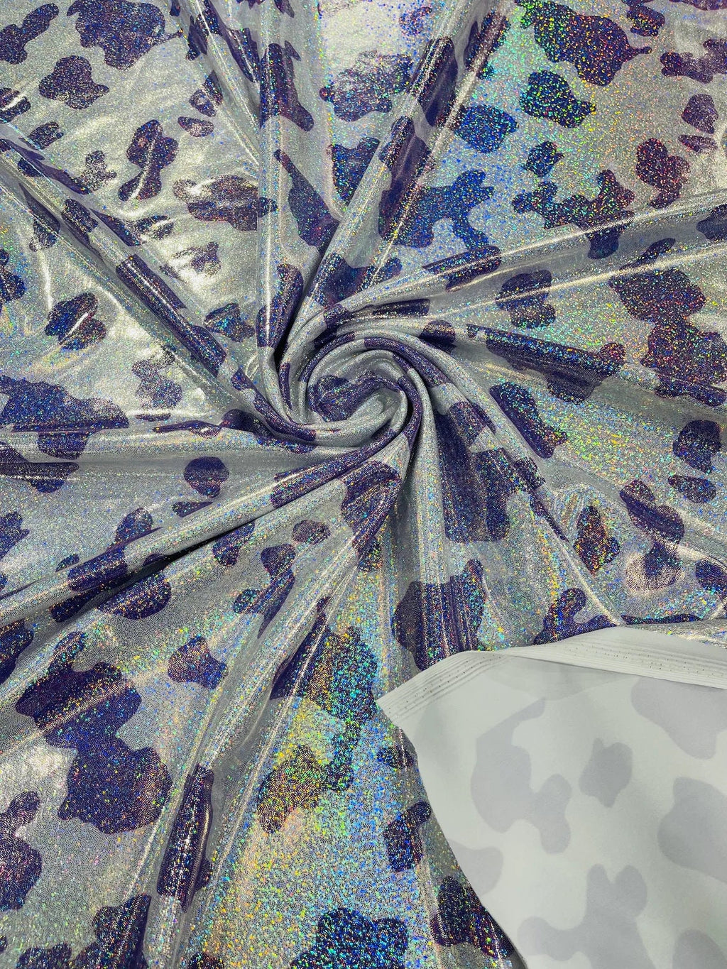COW PRINT - HOLOGRAPHIC - Nylon Spandex 4 Way Stretch By Yard. Choose Color Below