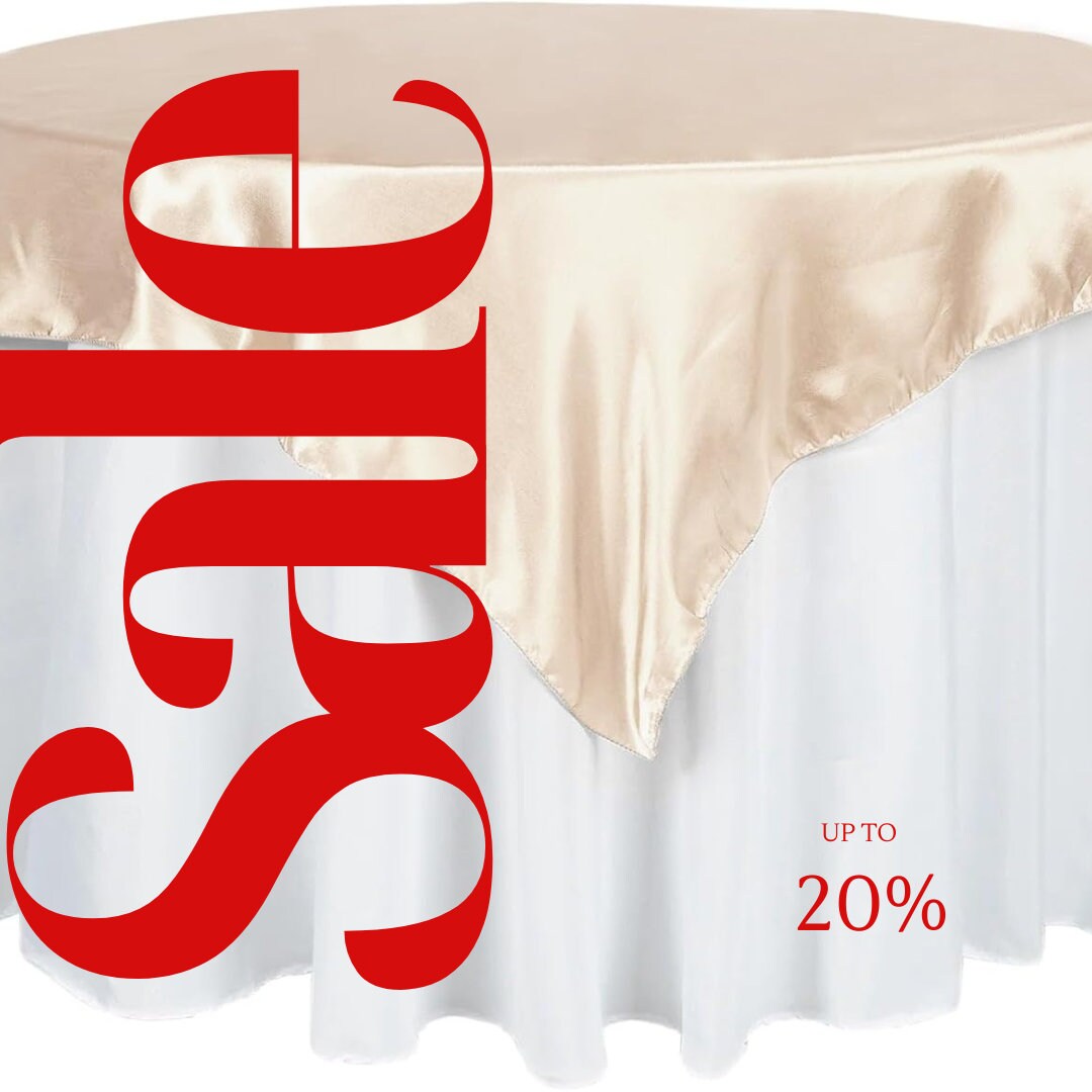 SATIN - CHAMPAGNE - Square Tablecloth Overlay - Square Tablecloth, Square Table Cover Fabric  for Dining, Kitchen, Party.