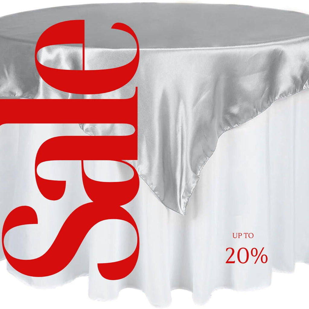 SATIN - SILVER - Square Tablecloth Overlay - Square Tablecloth, Square Table Cover Fabric  for Dining, Kitchen, Party.