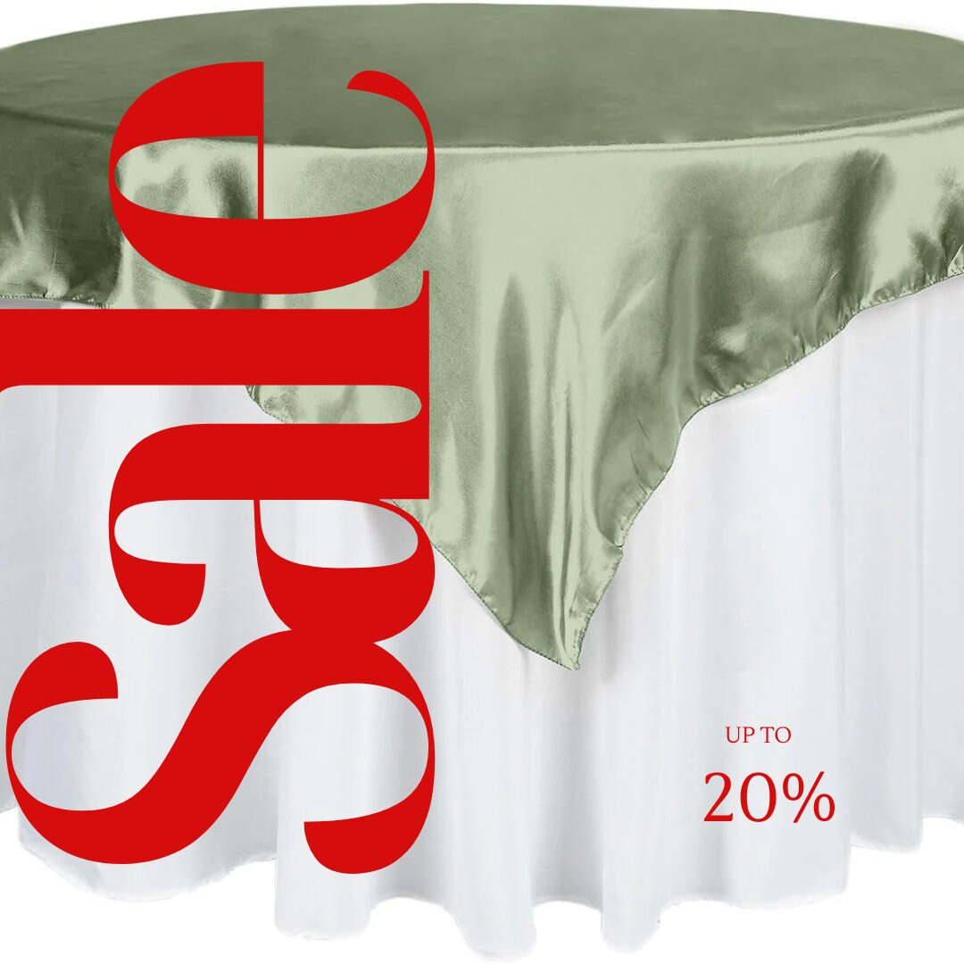 SATIN - SAGE - Square Tablecloth Overlay - Square Tablecloth, Square Table Cover Fabric  for Dining, Kitchen, Party.