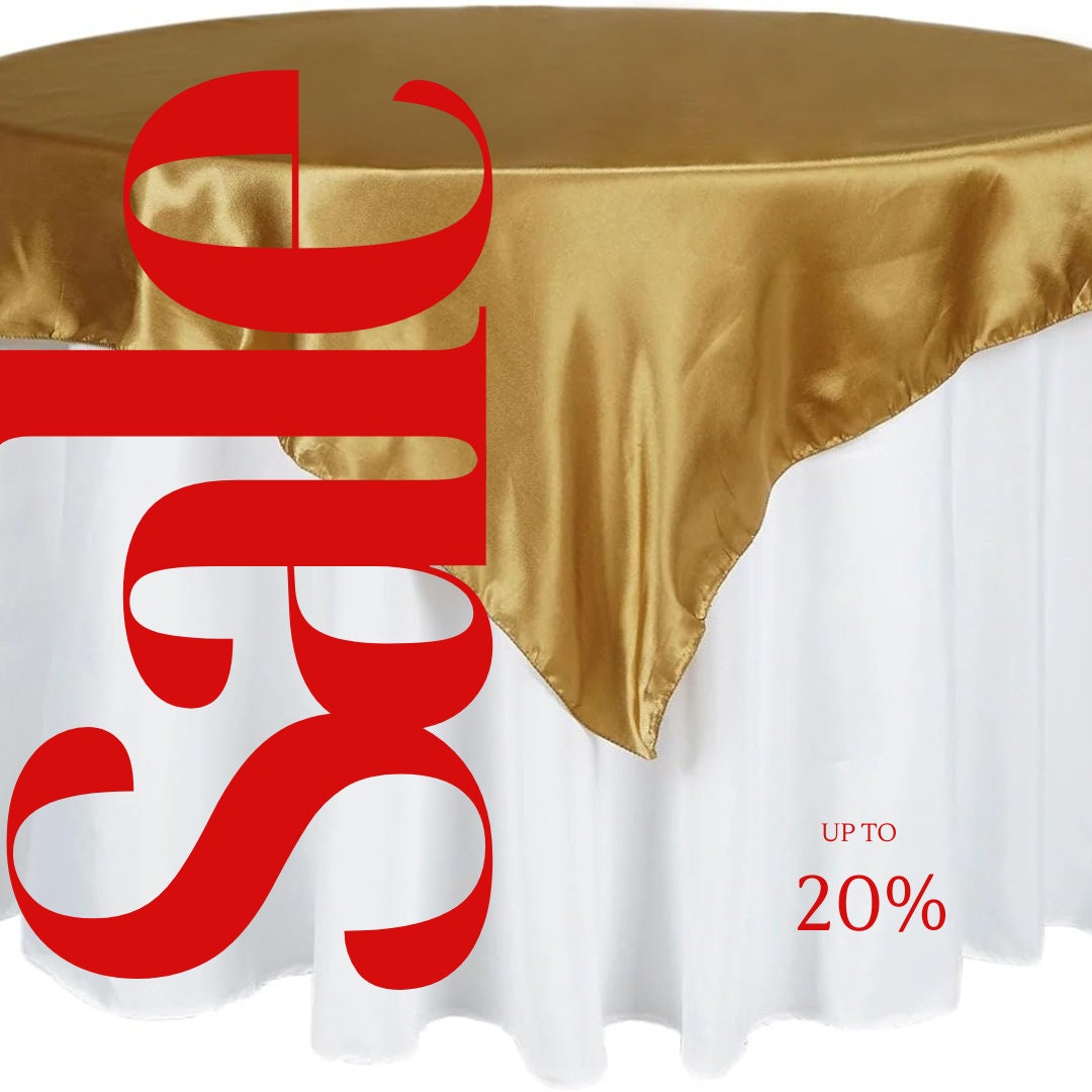 SATIN - GOLD - Square Tablecloth Overlay - Square Tablecloth, Square Table Cover Fabric  for Dining, Kitchen, Party.