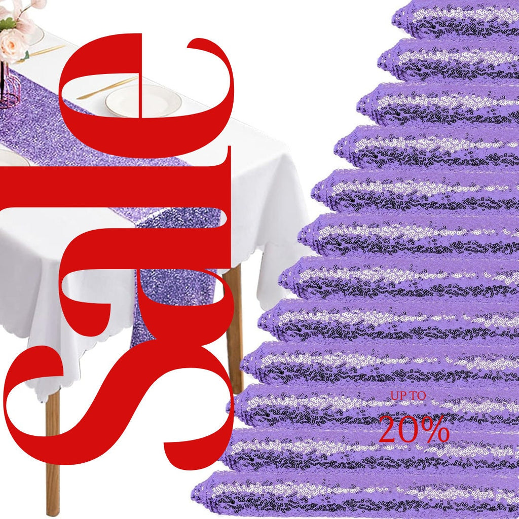 SEQUIN - LAVENDER - 12" Wide Wedding & Party Decoration Table Runner ( 12" Wide x 90" Long) 1 PC. Sequin Table Runner Glitter Dining Table