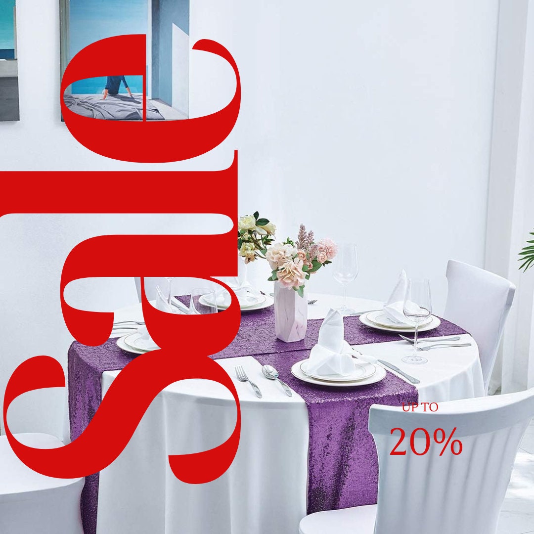 SEQUIN - PURPLE - 12" Wide Wedding & Party Decoration Table Runner ( 12" Wide x 90" Long) 1 PC. Sequin Table Runner Glitter Dining Table