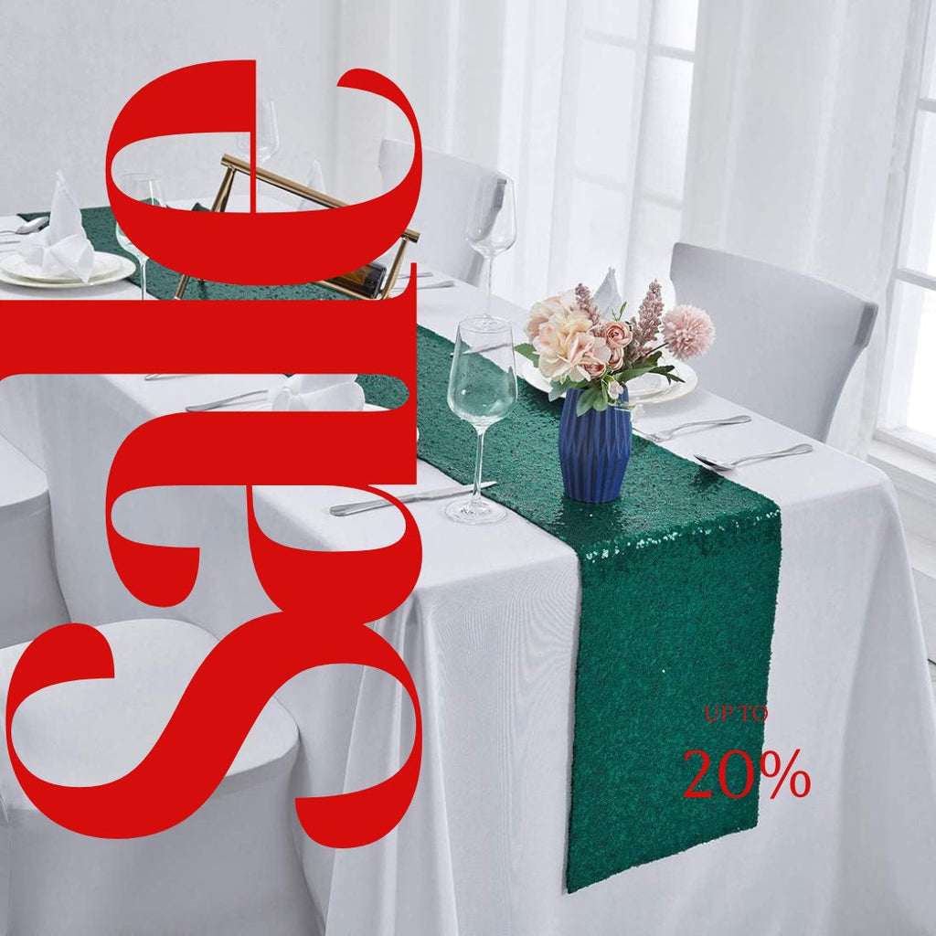 SEQUIN - HUNTER - 12" Wide Wedding & Party Decoration Table Runner ( 12" Wide x 90" Long) 1 PC. Sequin Table Runner Glitter Dining Table