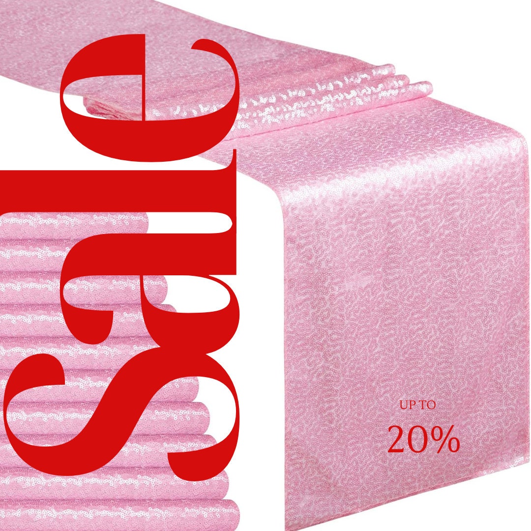 SEQUIN - LTPINK - 12" Wide Wedding & Party Decoration Table Runner ( 12" Wide x 90" Long) 1 PC. Sequin Table Runner Glitter Dining Table