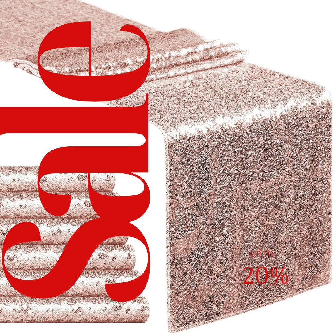 SEQUIN - BLUSH - 12" Wide Wedding & Party Decoration Table Runner ( 12" Wide x 90" Long) 1 PC. Sequin Table Runner Glitter Dining Table