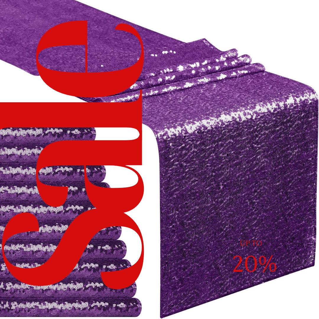 SEQUIN - PURPLE - 12" Wide Wedding & Party Decoration Table Runner ( 12" Wide x 90" Long) 1 PC. Sequin Table Runner Glitter Dining Table