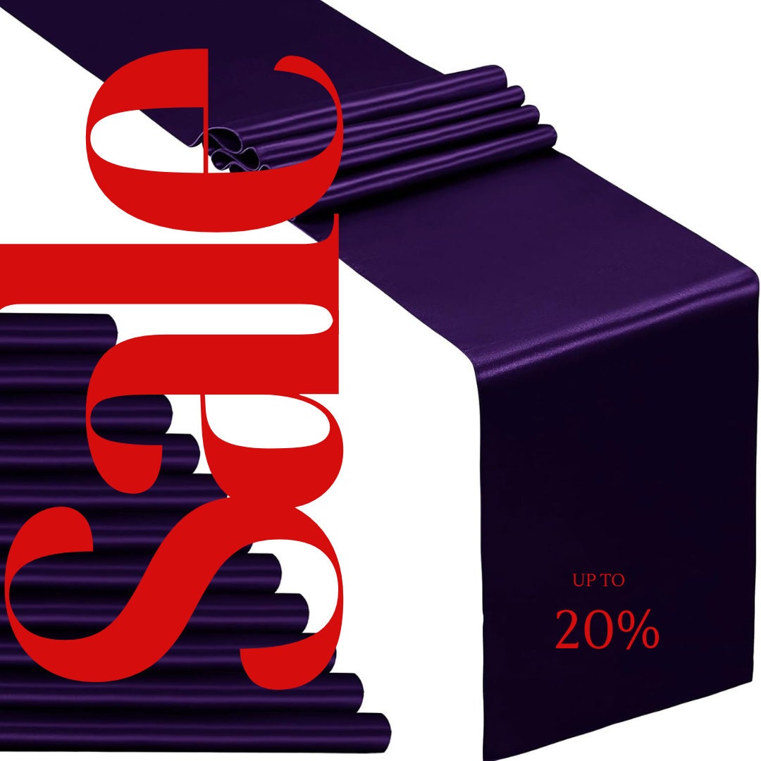 SATIN - PURPLE - 14" Wide Wedding & Party Decoration Solid Satin Table Runner ( 14" Wide x 90" Long)  1 PC