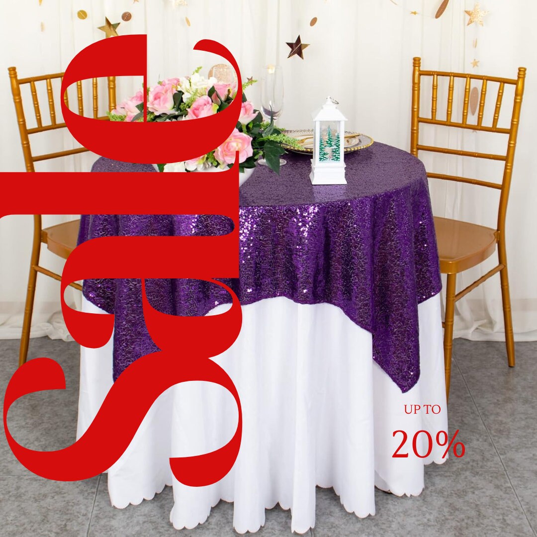 SEQUIN - Sequin Tablecloth - PURPLE - Sequin Overlay Glitter Table Cover Dinning Table Linen for Party Event Decoration Birthday.