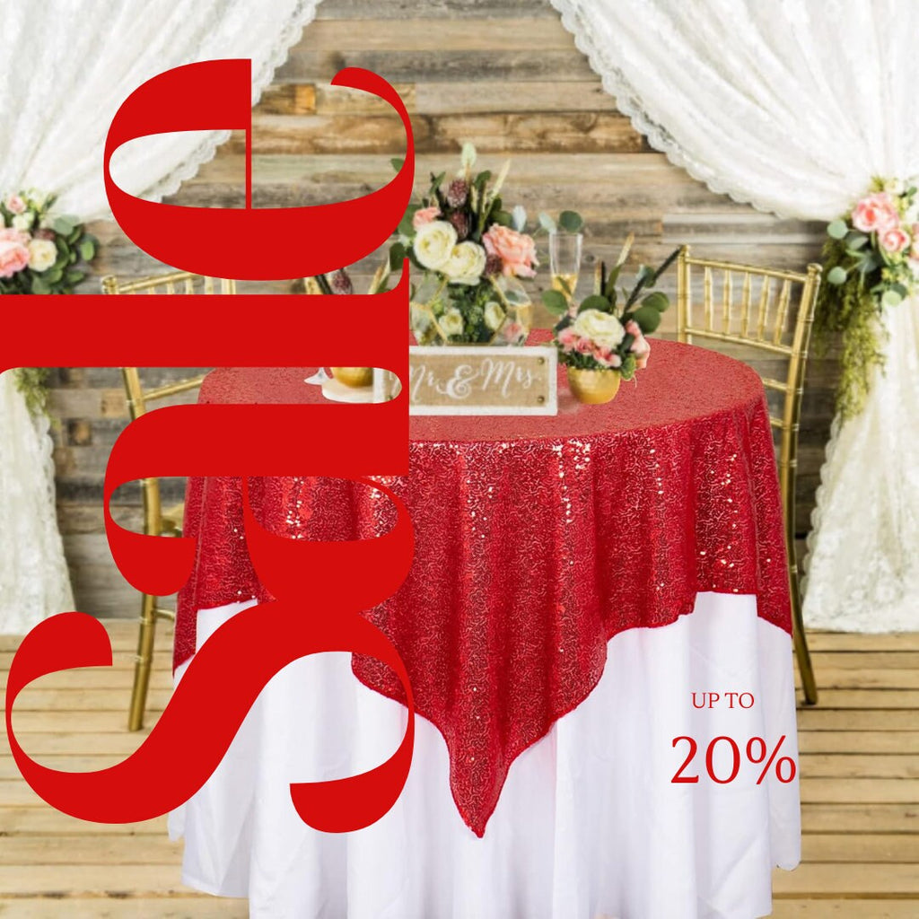 SEQUIN - Sequin Tablecloth - RED - Sequin Overlay Glitter Table Cover Dinning Table Linen for Party Event Decoration Birthday.