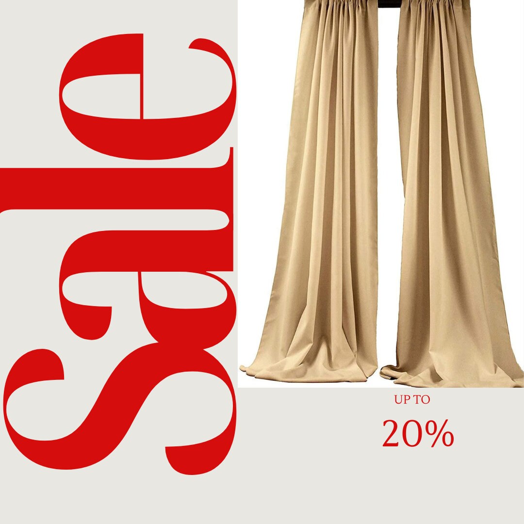 BACKDROPS -  BEIGE - Polyester Poplin Backdrop Drape Curtain Panel with 4" Rod Pocket ( , 5 Feet Wide x 9 Feet High (2 Panels)