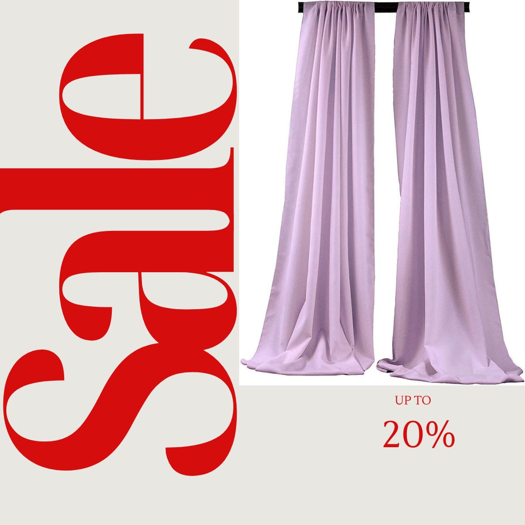 BACKDROPS - LILAC -  Polyester Poplin Backdrop Drape Curtain Panel with 4" Rod Pocket ( , 5 Feet Wide x 9 Feet High (2 Panels)