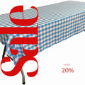 Polyester Poplin Gingham Checkered Rectangular Tablecloth (White & Turquoise, Choose Size Below