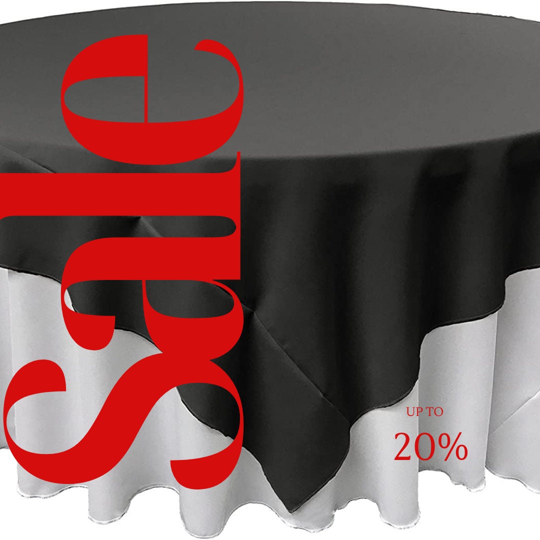 BLACK - Polyester Poplin Washable Square Tablecloth, Square Table Cover Fabric Table Cloth Square for Dining, Kitchen, Party.