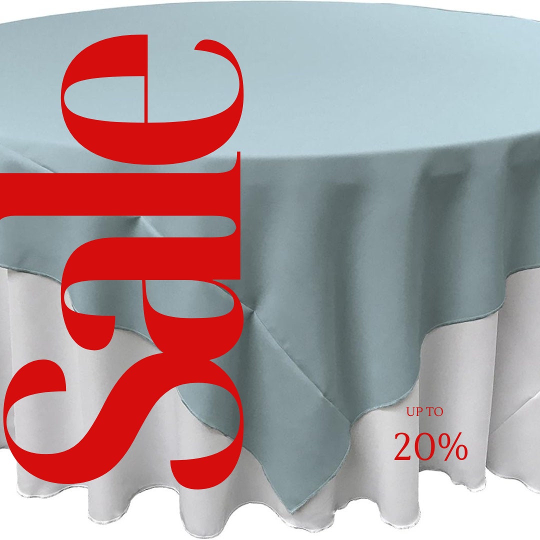 LT BLUE - Polyester Poplin Washable Square Tablecloth, Square Table Cover Fabric Table Cloth Square for Dining, Kitchen, Party.