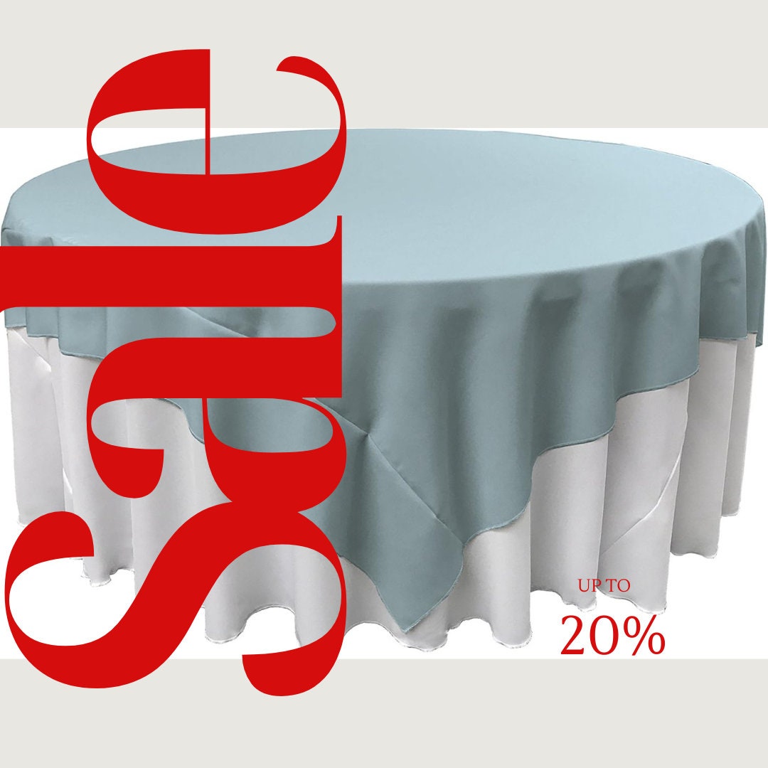 LT BLUE - Polyester Poplin Washable Square Tablecloth, Square Table Cover Fabric Table Cloth Square for Dining, Kitchen, Party.