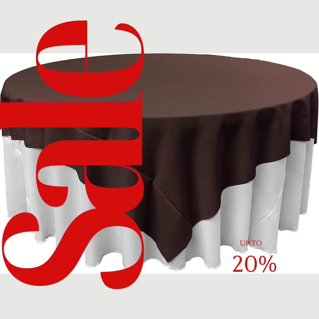 BROWN - Polyester Poplin Washable Square Tablecloth, Square Table Cover Fabric Table Cloth Square for Dining, Kitchen, Party.