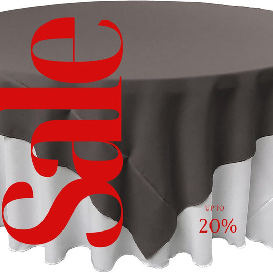 CHARCOAL - Polyester Poplin Washable Square Tablecloth, Square Table Cover Fabric Table Cloth Square for Dining, Kitchen, Party.