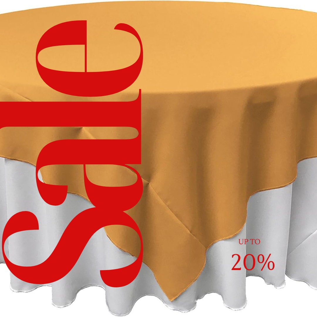 GOLD - Polyester Poplin Washable Square Tablecloth, Square Table Cover Fabric Table Cloth Square for Dining, Kitchen, Party.