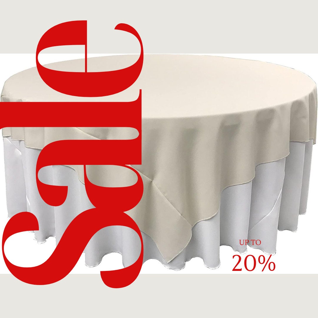 IVORY - Polyester Poplin Washable Square Tablecloth, Square Table Cover Fabric Table Cloth Square for Dining, Kitchen, Party.
