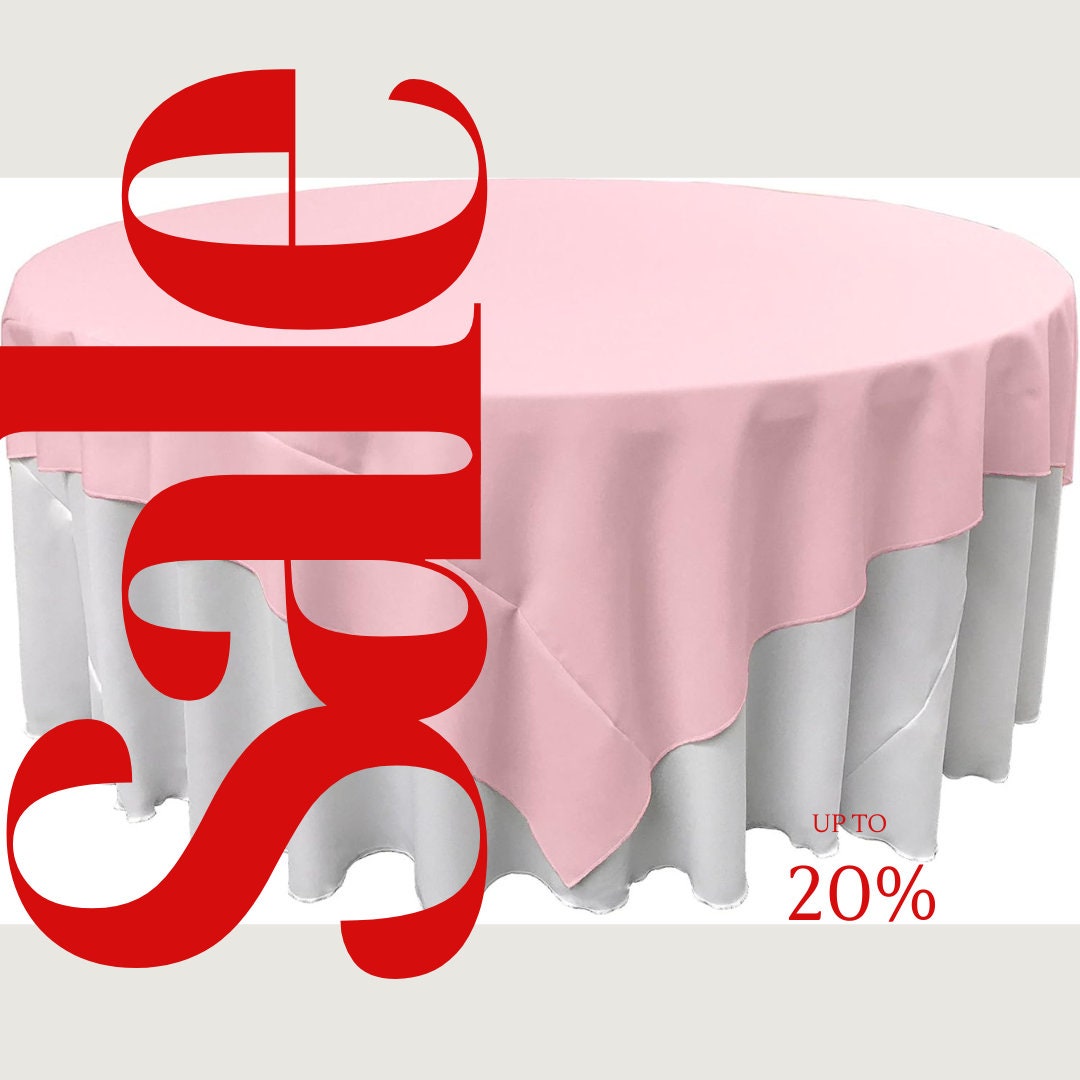 LT PINK - Polyester Poplin Washable Square Tablecloth, Square Table Cover Fabric Table Cloth Square for Dining, Kitchen, Party.