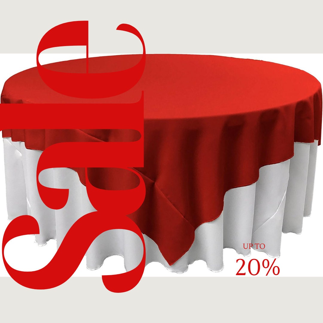 RED - Polyester Poplin Washable Square Tablecloth, Square Table Cover Fabric Table Cloth Square for Dining, Kitchen, Party.