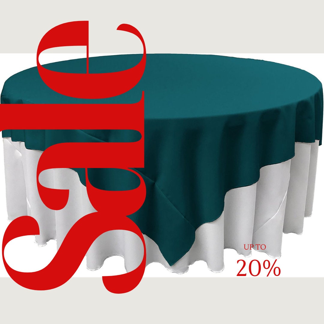 TEAL - Polyester Poplin Washable Square Tablecloth, Square Table Cover Fabric Table Cloth Square for Dining, Kitchen, Party.