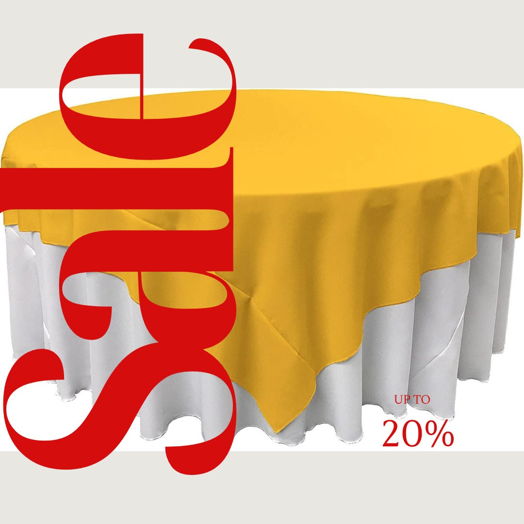 YELLOW - Polyester Poplin Washable Square Tablecloth, Square Table Cover Fabric Table Cloth Square for Dining, Kitchen, Party.