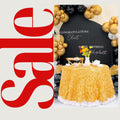 GOLD - Round Tablecloth Table Cloth Satin Rosette Tablecloth - 3D Floral Table Cloth for Wedding Baby Shower Birthday Tea Party Dessert