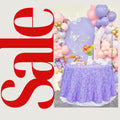 LAVENDER - Round Tablecloth Table Cloth Satin Rosette Tablecloth - 3D Floral Table Cloth for Wedding Baby Shower Birthday Tea Party Dessert