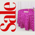 FUCHSIA - Round Tablecloth Table Cloth Satin Rosette Tablecloth - 3D Floral Table Cloth for Wedding Baby Shower Birthday Tea Party Dessert
